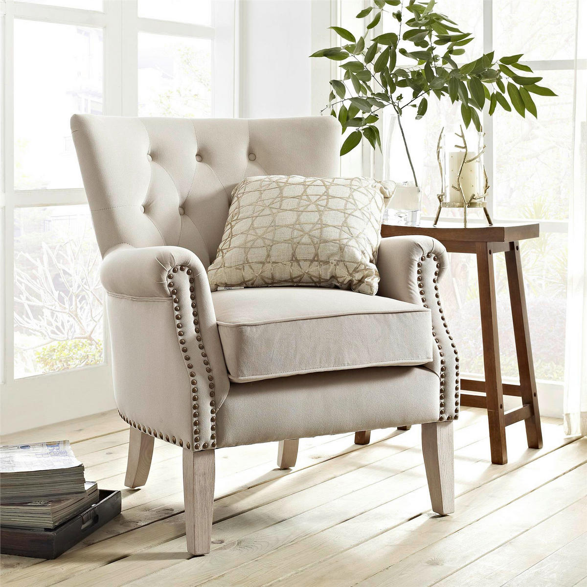 OHRENSESSEL Akzent Beige  - Beige/Naturfarben, Design, Textil (73/86/75cm) - MID.YOU