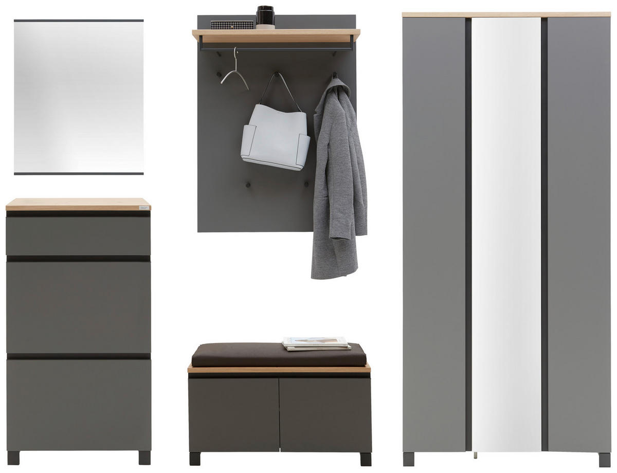 GARDEROBE 6-teilig  in 270/195/40 cm  - Eichefarben/Anthrazit, Design, Holz/Holzwerkstoff (270/195/40cm) - Dieter Knoll