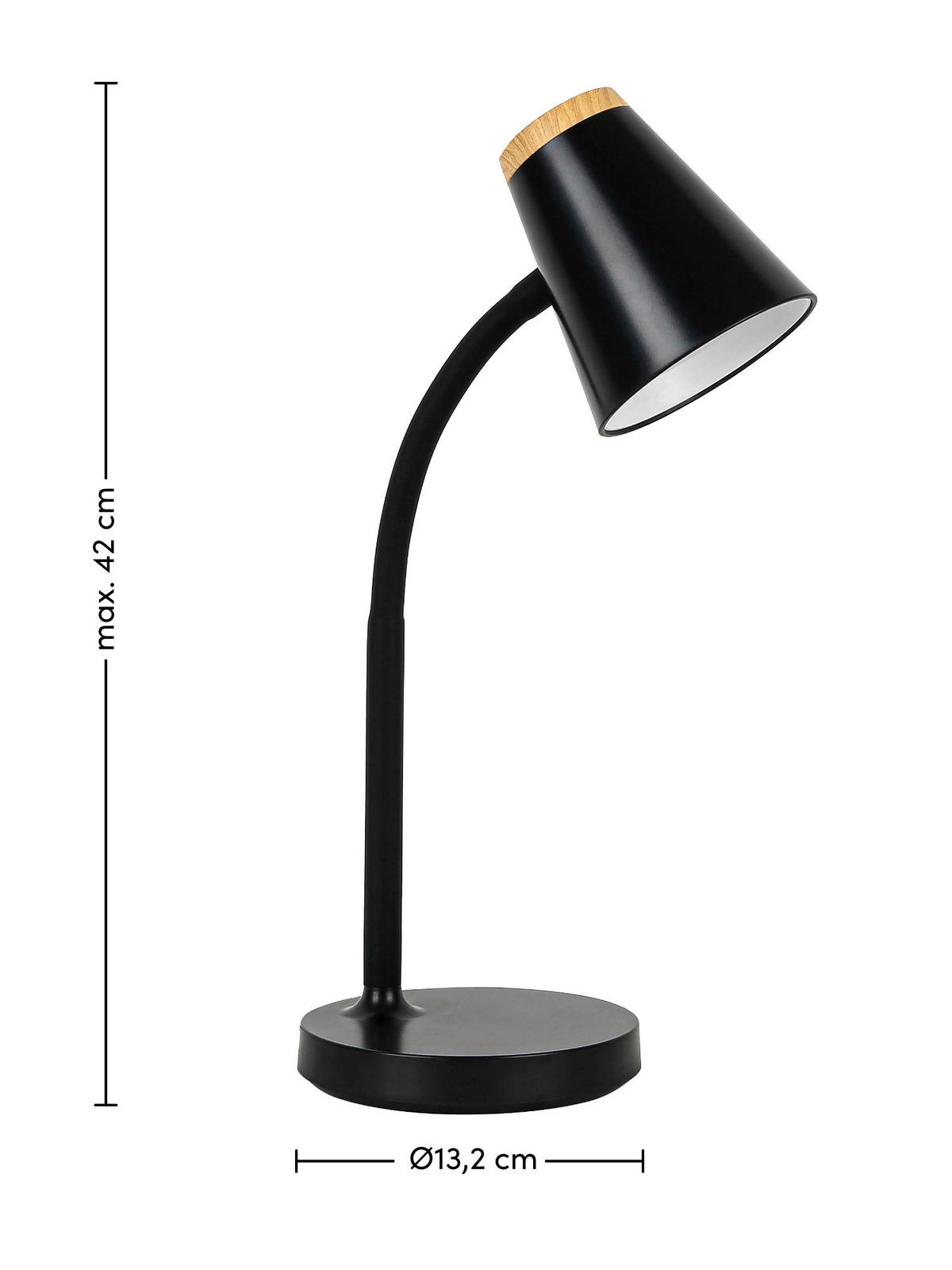 LED SVJETILJKA ZA PISAĆI STOL  - boje hrasta/crna, Basics, metal/plastika (42/13,2/13,2cm) - Boxxx