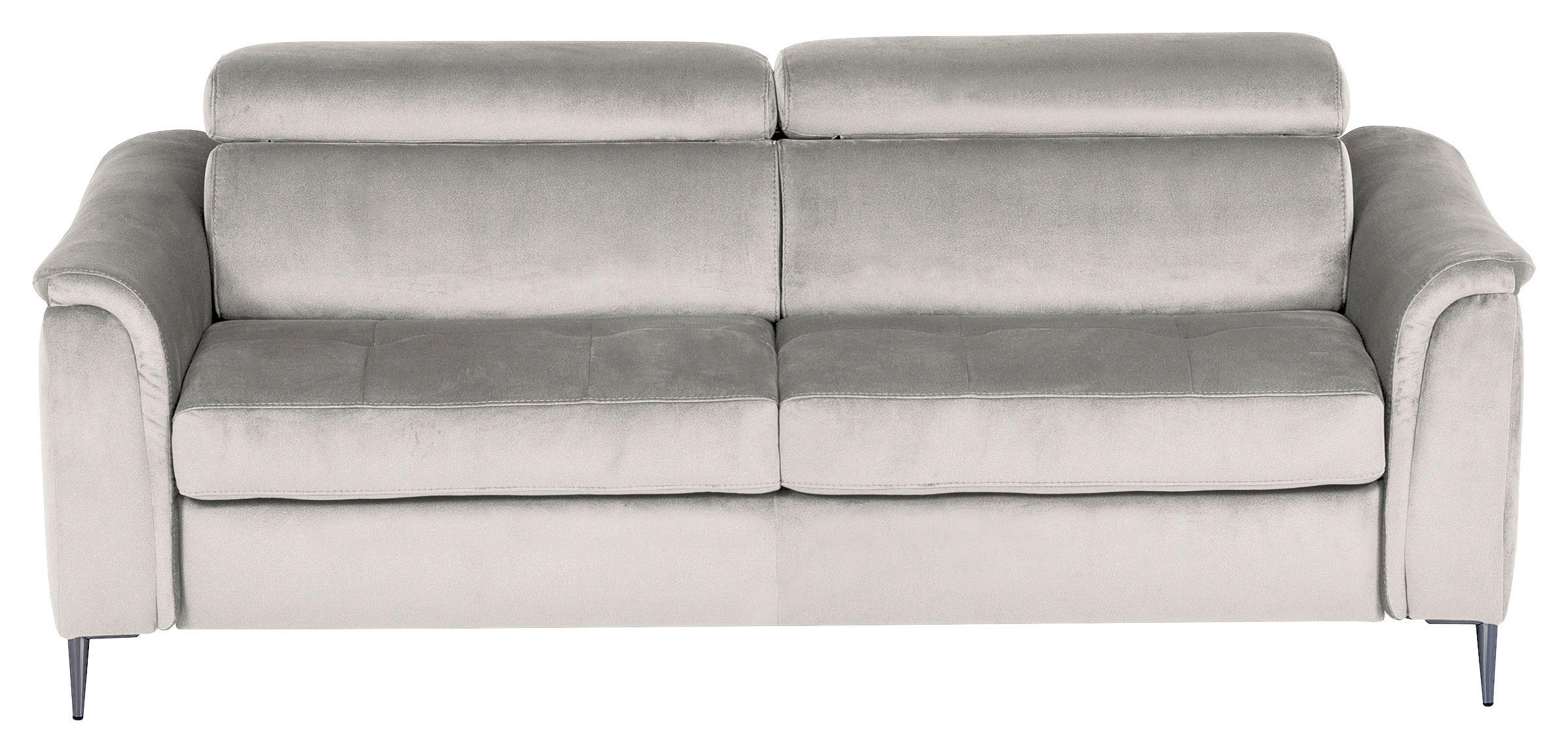 SCHLAFSOFA Samt Hellgrau  - Chromfarben/Hellgrau, Design, Textil/Metall (203/77-98/103cm) - MID.YOU