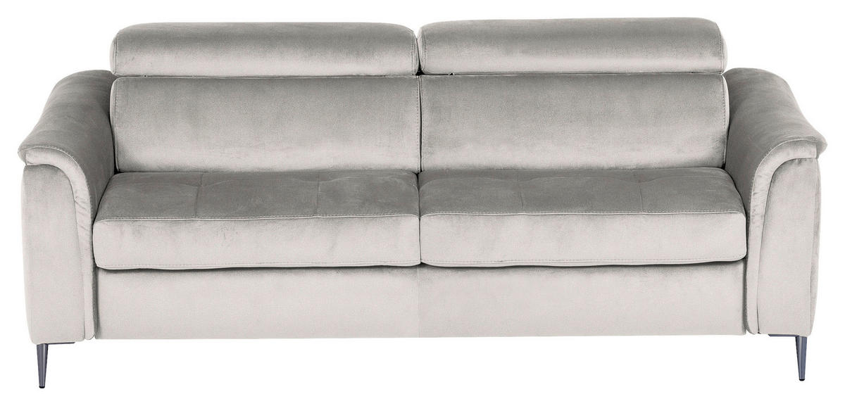 SCHLAFSOFA Samt Hellgrau  - Chromfarben/Hellgrau, Design, Textil/Metall (203/77-98/103cm) - MID.YOU