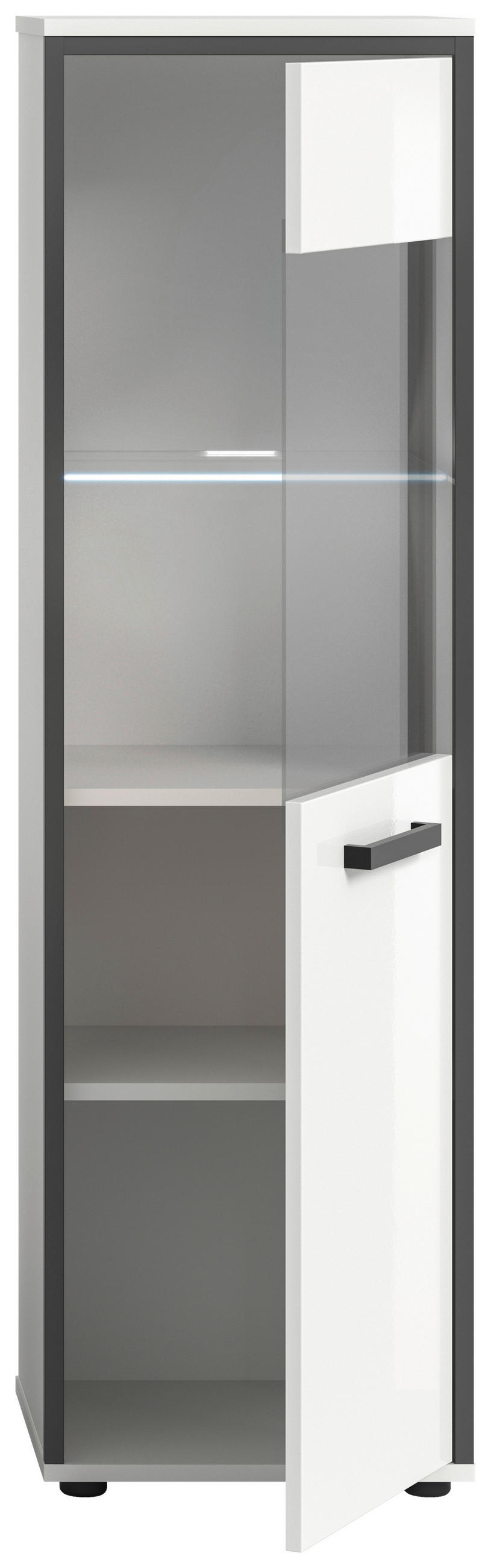 MIDISCHRANK 40/139/34 cm  - Weiß Hochglanz/Schwarz, MODERN, Holzwerkstoff/Kunststoff (40/139/34cm) - MID.YOU