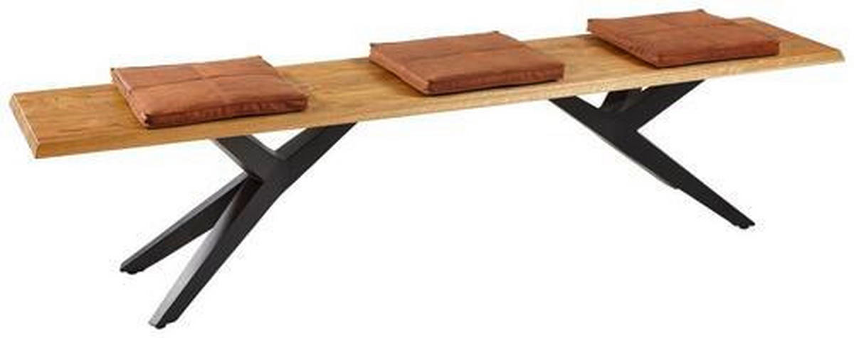 SITZBANK 180/46/40 cm Schwarz, Eichefarben Eiche massiv Metall  - Eichefarben/Schwarz, Design, Holz/Metall (180/46/40cm) - Musterring