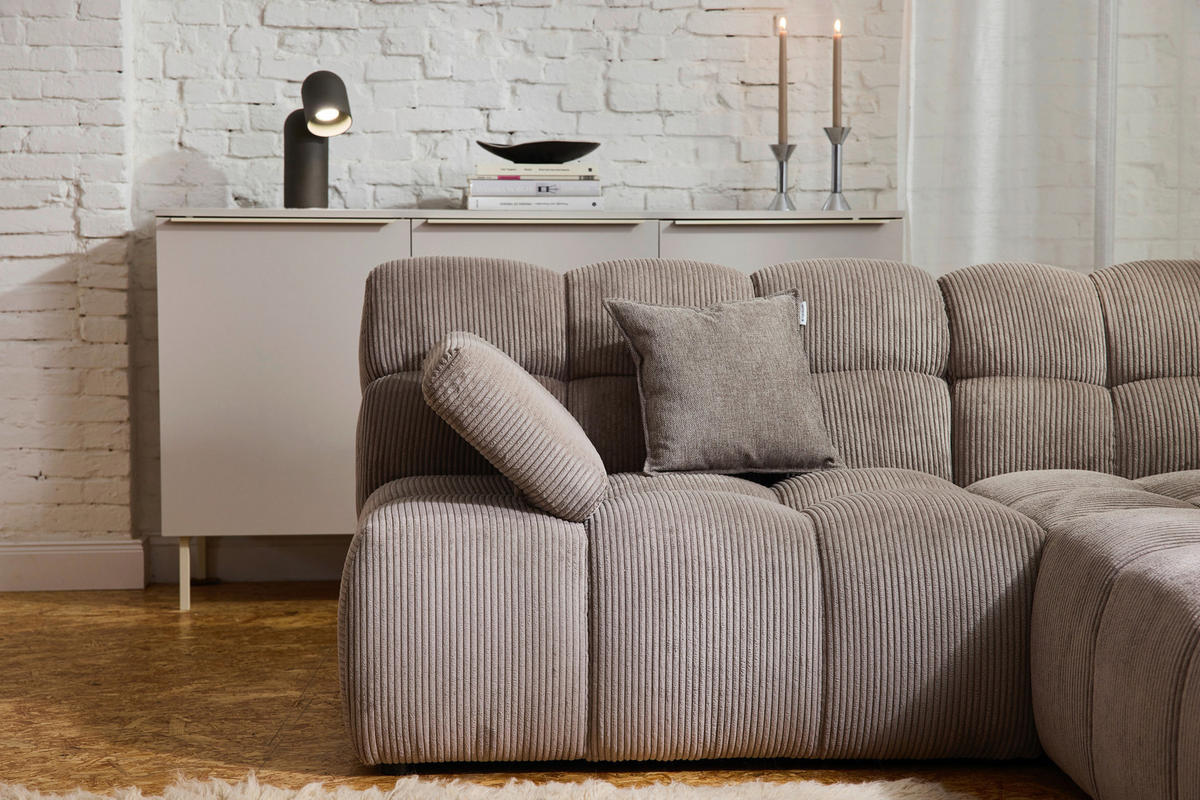 ECKSOFA Braun Cord Rücken echt  - Schwarz/Braun, KONVENTIONELL, Kunststoff/Textil (195/265cm) - Tom Tailor