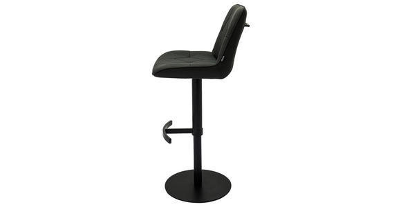 BARHOCKER Mikrofaser Schwarz Eisen Sitzfläche 360° drehbar, automatische Rückholfunktion - Schwarz, Design, Textil/Metall (44/97-114,5/54,5cm) - Novel