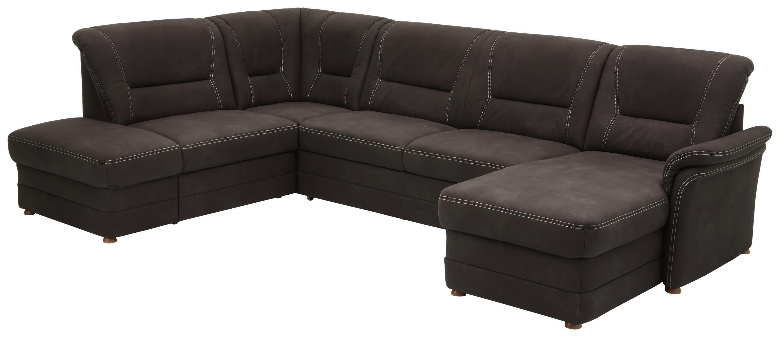 WOHNLANDSCHAFT in Mikrofaser Dunkelbraun  - Eiche Bianco/Dunkelbraun, Konventionell, Holz/Textil (218/327/162cm) - Carryhome