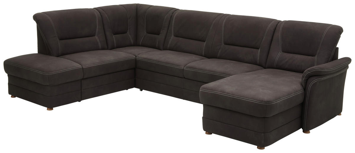 WOHNLANDSCHAFT in Mikrofaser Dunkelbraun  - Eiche Bianco/Dunkelbraun, Konventionell, Holz/Textil (218/327/162cm) - Carryhome