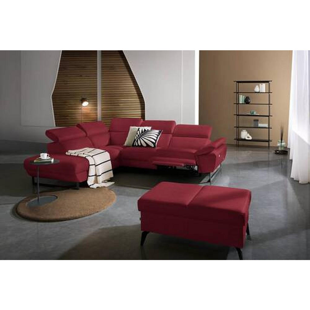 Thumbnail - Celina Home Ecksofa, Rot, Leder, Echtleder, Rindleder, Spaltleder, 5-Sitzer, Ottomane links, L-Form, 281x225 cm, Made in...