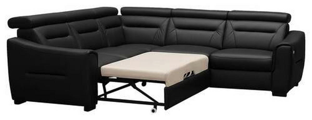 ECKSOFA Lederlook Echtleder Schwarz  - Wengefarben/Schwarz, Design, Leder/Holz (260/260cm) - Celina Home
