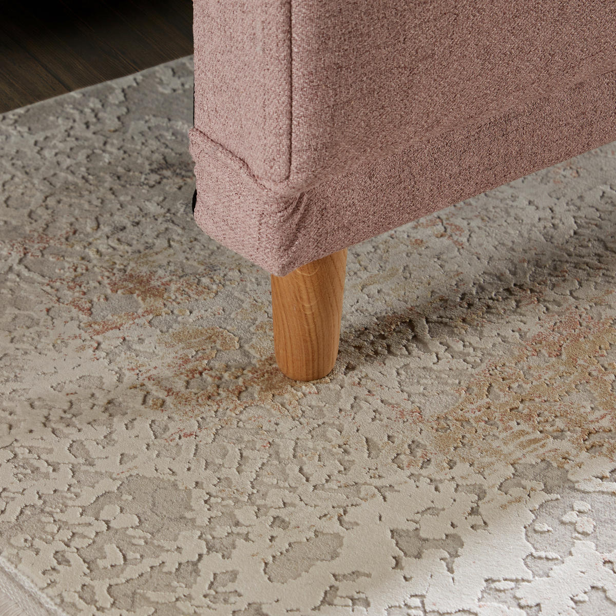 SCHLAFSOFA Webstoff Rosa  - Eichefarben/Rosa, Design, Holz/Textil (227/98/113cm) - Carryhome