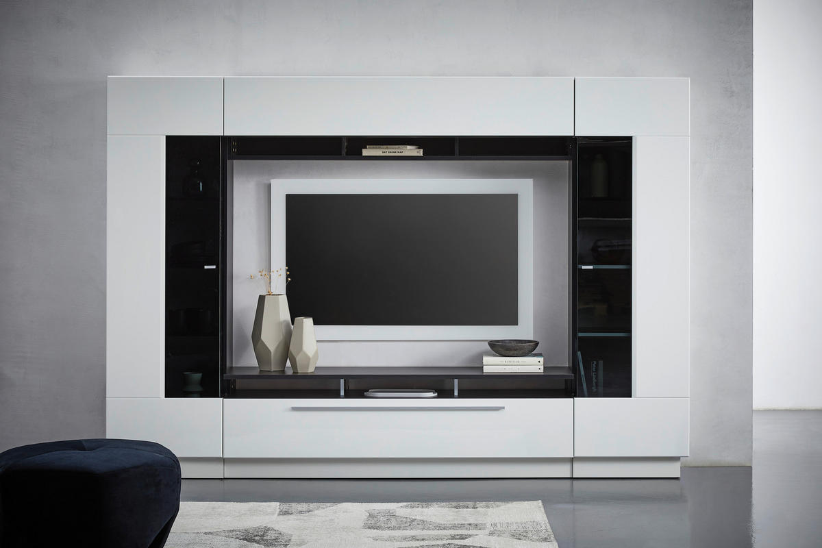 DNEVNI REGAL,  črna, bela  - srebrne barve/črna, Konvencionalno, kovina/leseni material (275/190cm) - Livetastic