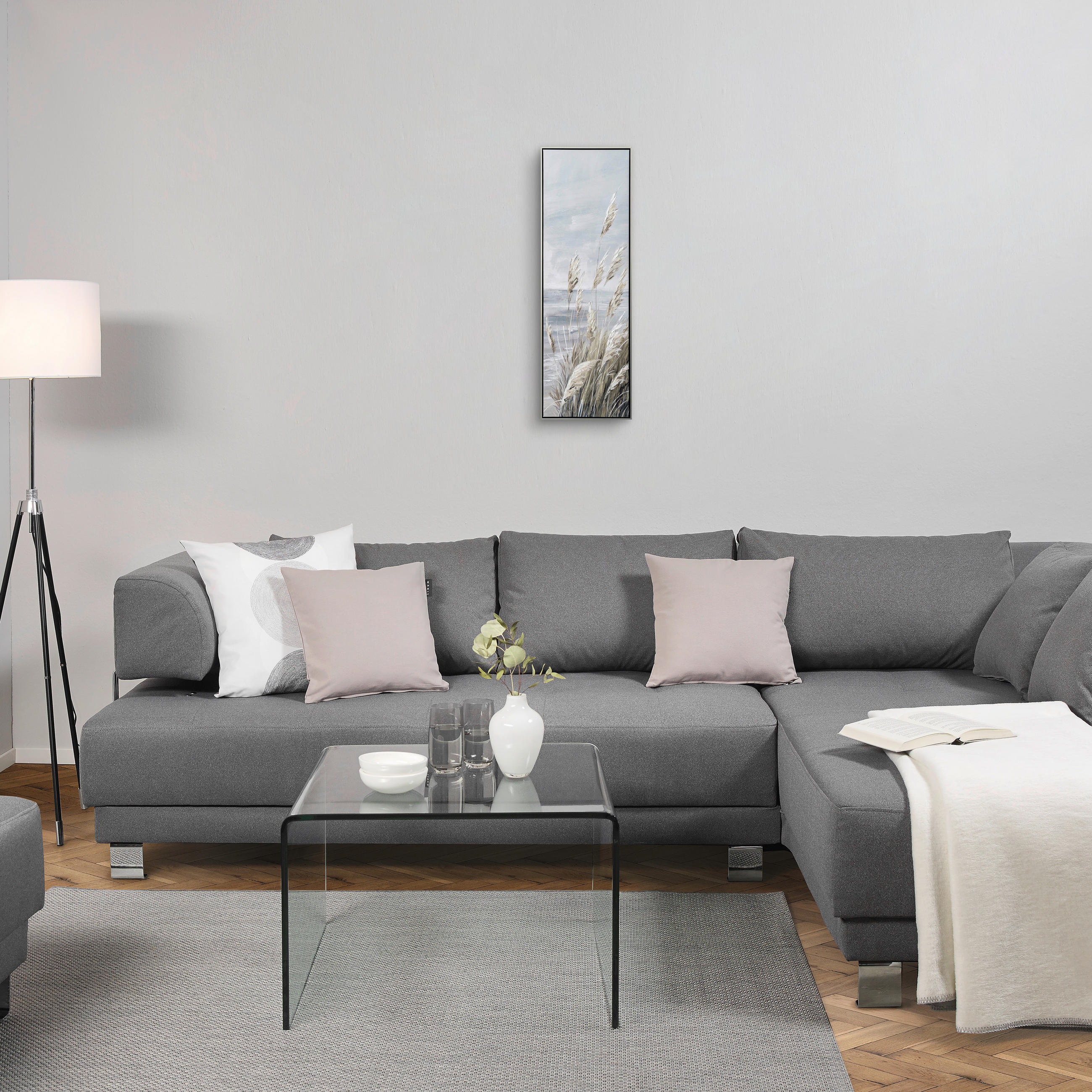 KONSTTRYCK 30/90 cm  - blå/silver, Natur, trä/textil (30/90cm) - Monee