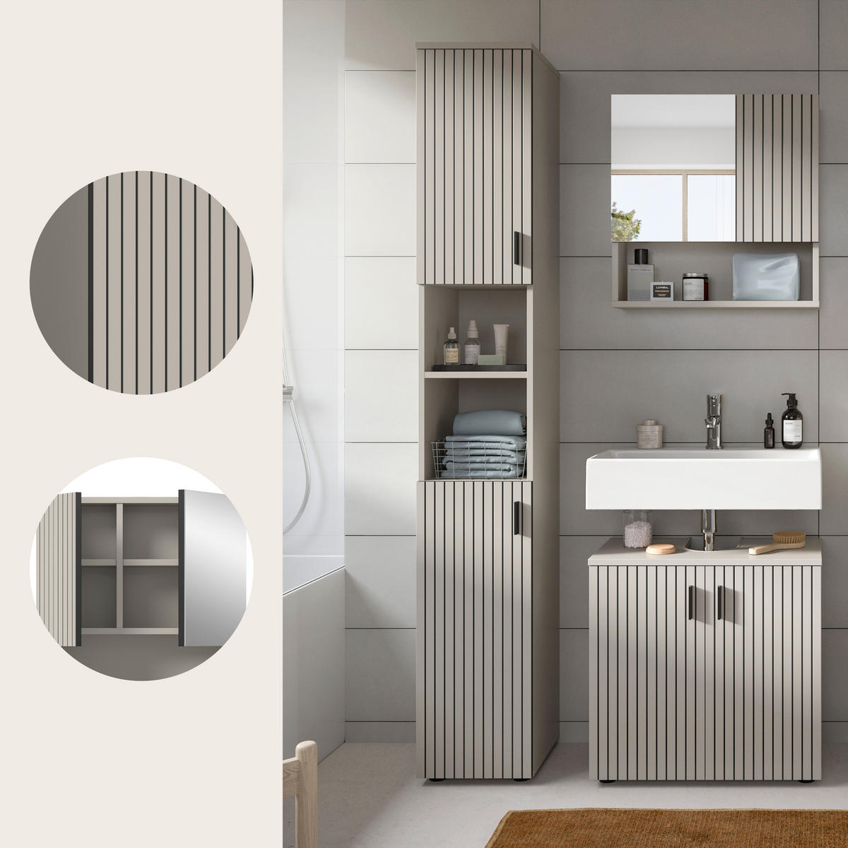 BADRUM 90 cm  - svart/kashmir, Trend, trämaterial/glas (90cm) - MID.YOU