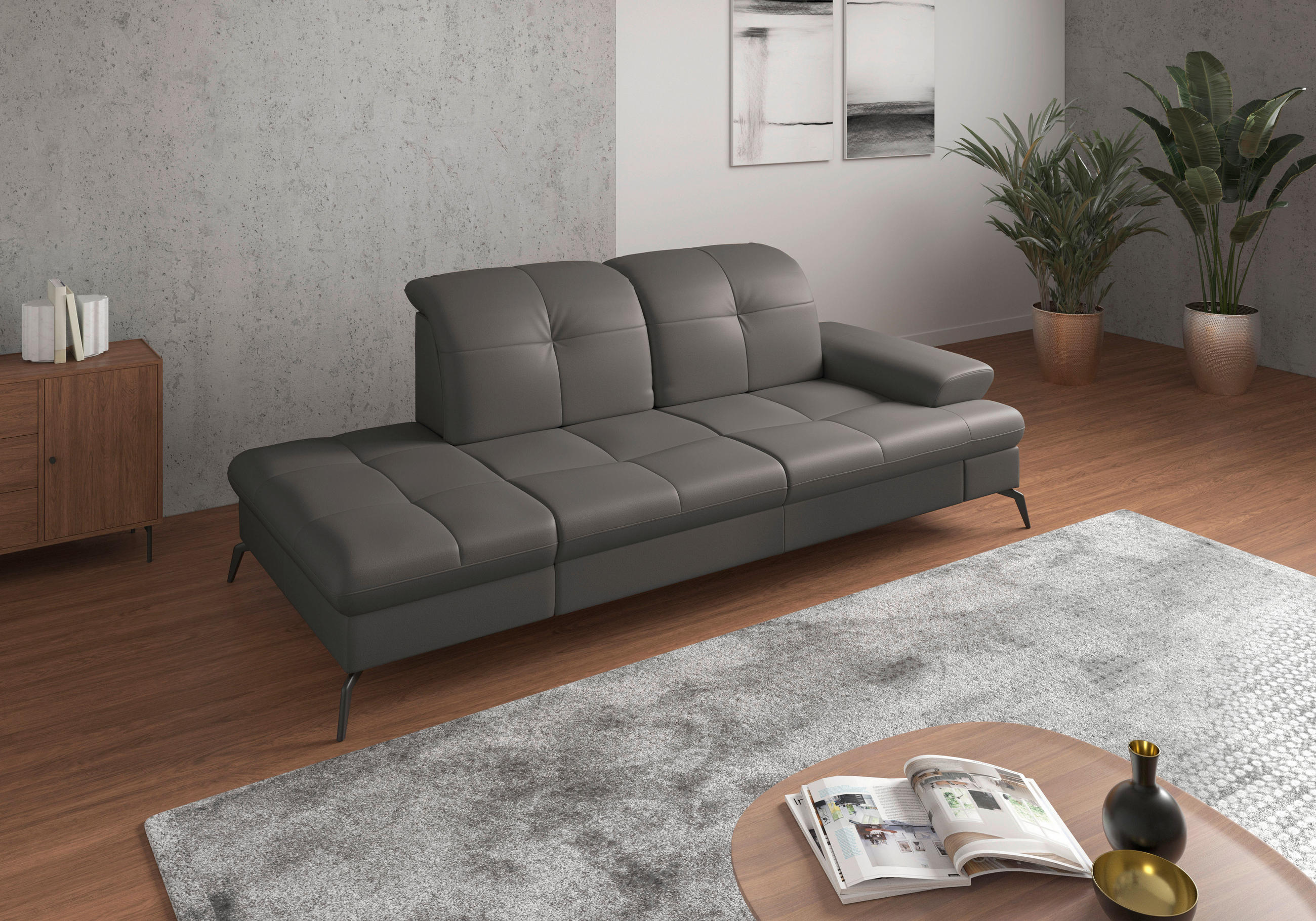 LENOŠKA, textil, kůže, mokka - černá/mokka, Konvenční, kov/textil (231/90/122cm) - Sit & More