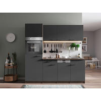 MODULKÖK 205 cm   i grå  - aluminiumfärg/grå, Basics, trämaterial/plast (205cm) - Respekta