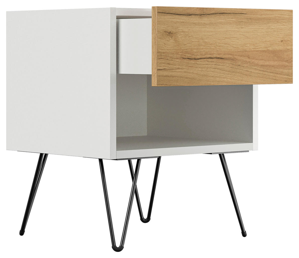 NACHTTISCH 41,2/50/35,6 cm  - Eichefarben/Schwarz, Basics, Holzwerkstoff/Metall (41,2/50/35,6cm) - MID.YOU