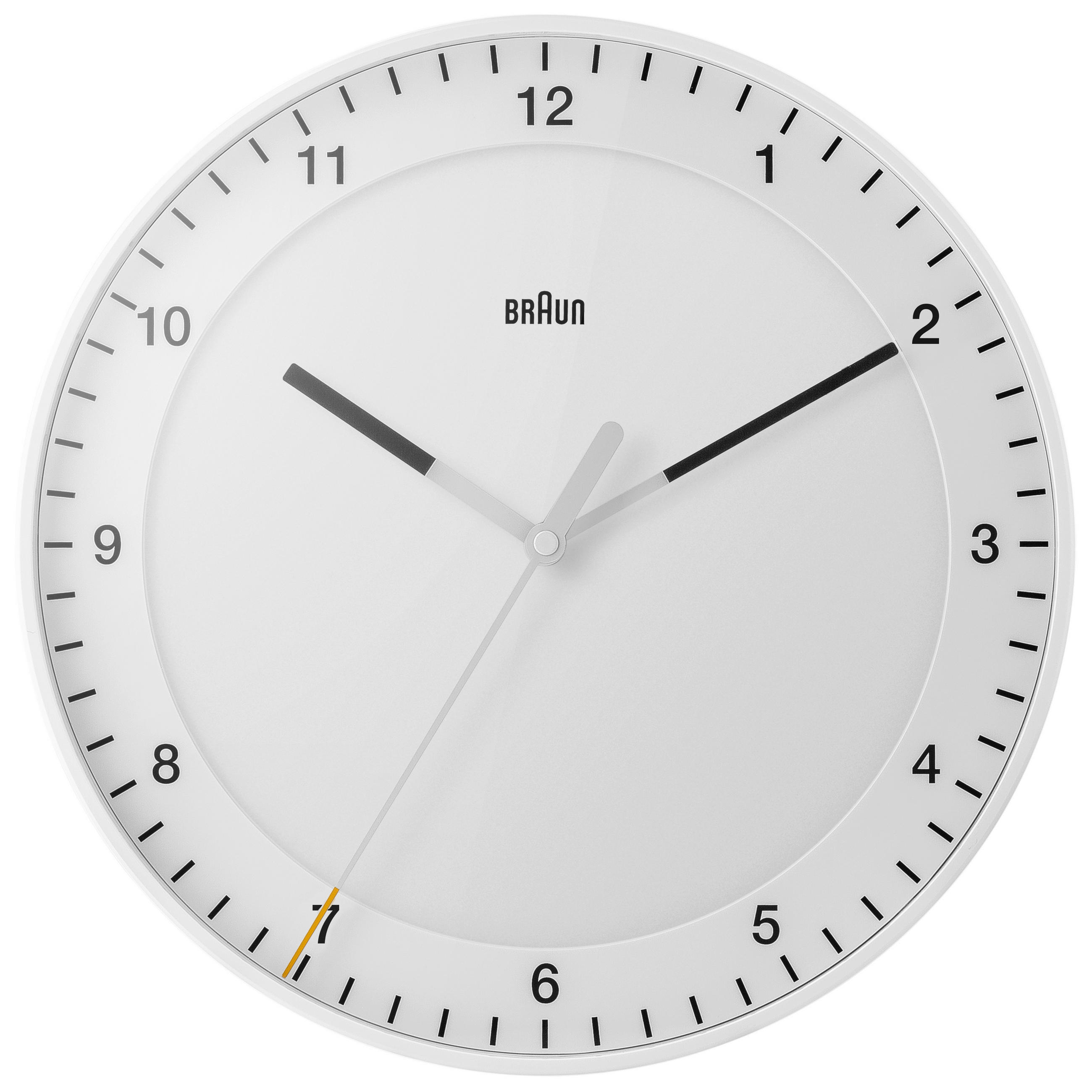 WANDUHR Funk-Wanduhr Analog Weiß  - Weiß, Basics, Kunststoff (30cm) - Braun