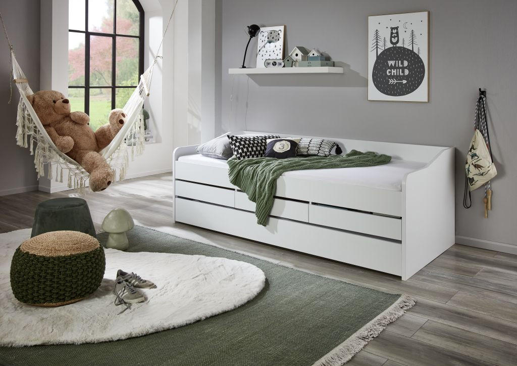 OTROŠKA/MLADINSKA POSTELJA 207/72/94 cm bela  - bela, Moderno, leseni material (207/72/94cm) - Carryhome