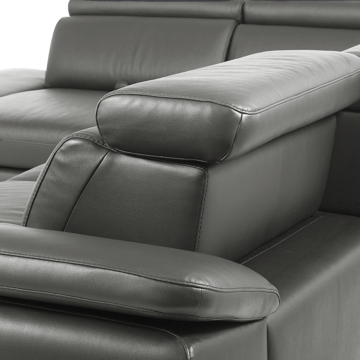 ECKSOFA Lederlook Echtleder Anthrazit  - Anthrazit/Schwarz, Design, Leder/Textil (220/274cm) - Livetastic