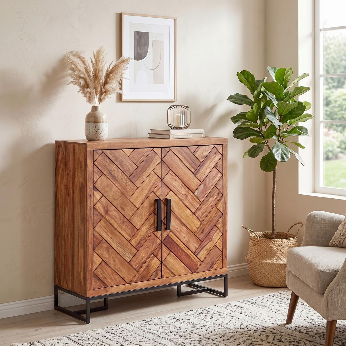 SIDEBOARD  100/105/40 cm  - Sheeshamfarben/Schwarz, Design, Holz/Metall (100/105/40cm) - MID.YOU