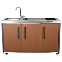 OUTDOORKÜCHE  - Edelstahlfarben/Braun, Basics, Metall (157/98/62cm)