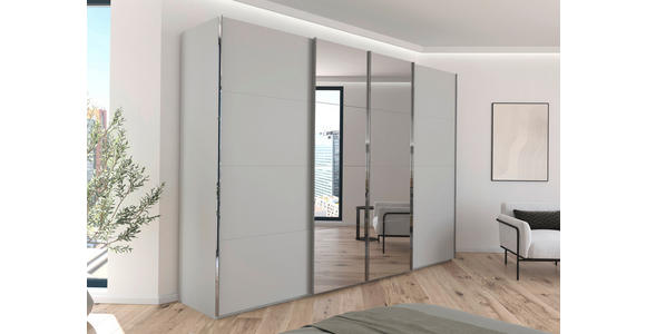 SCHWEBETÜRENSCHRANK  in Seidengrau  - Chromfarben/Seidengrau, Design, Holzwerkstoff/Metall (316/235/68cm) - Novel