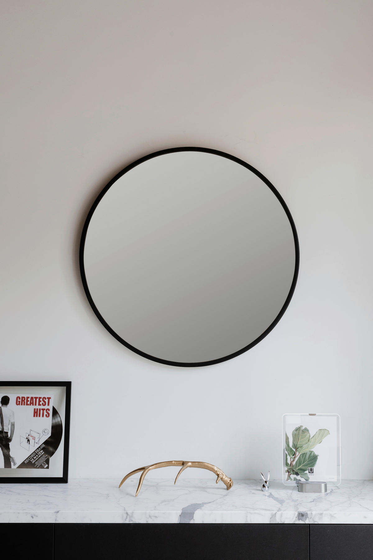 WANDSPIEGEL 94/94/3 cm    in rund  - Schwarz, KONVENTIONELL, Glas/Kunststoff (94/94/3cm) - Umbra