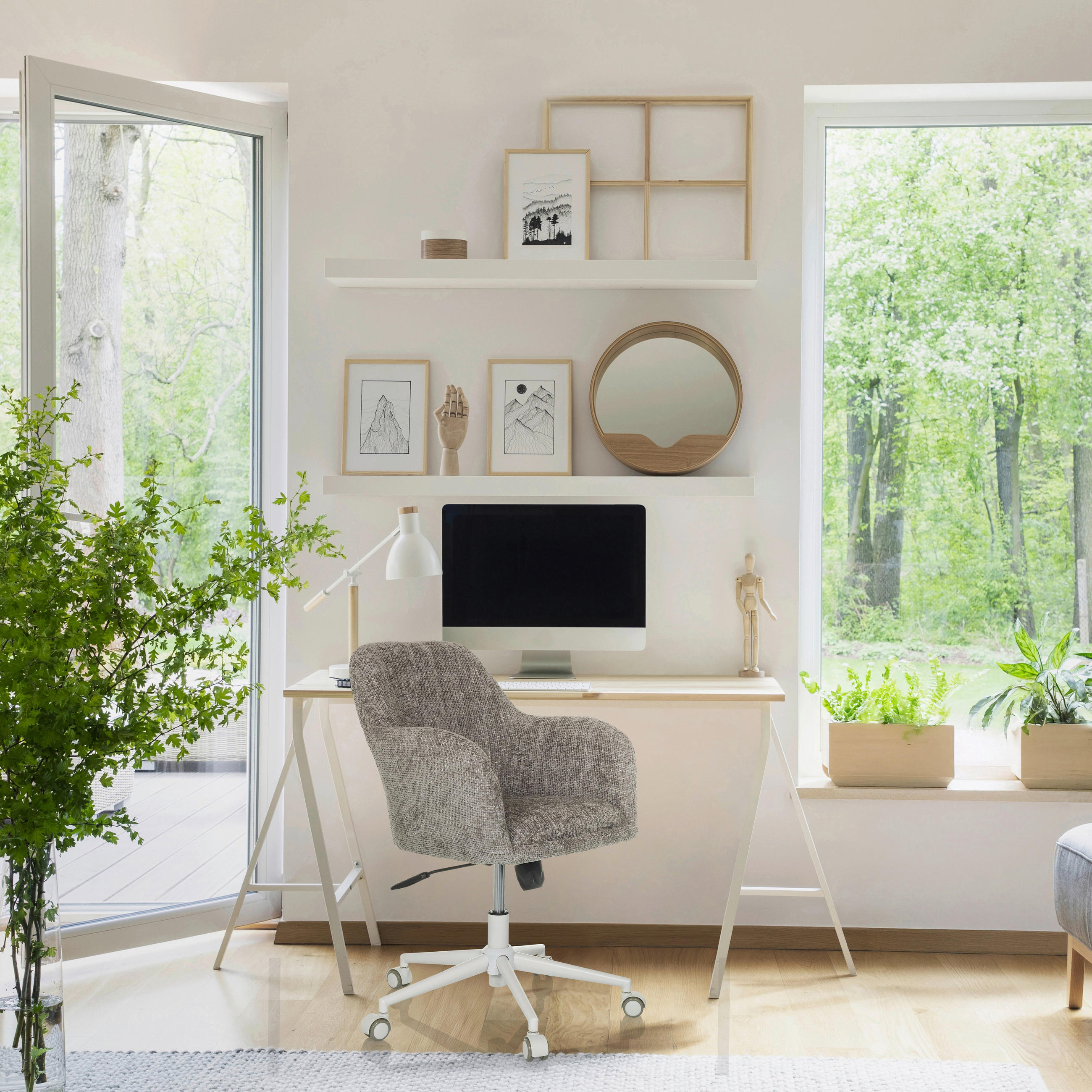 DREHSTUHL Grau  - Weiß/Grau, MODERN, Kunststoff/Textil (58/78/60cm) - MID.YOU