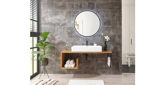 WASCHBECKENUNTERSCHRANK 135/45/47 cm  - Eichefarben/Schwarz, Natur, Holz/Metall (135/45/47cm) - Linea Natura