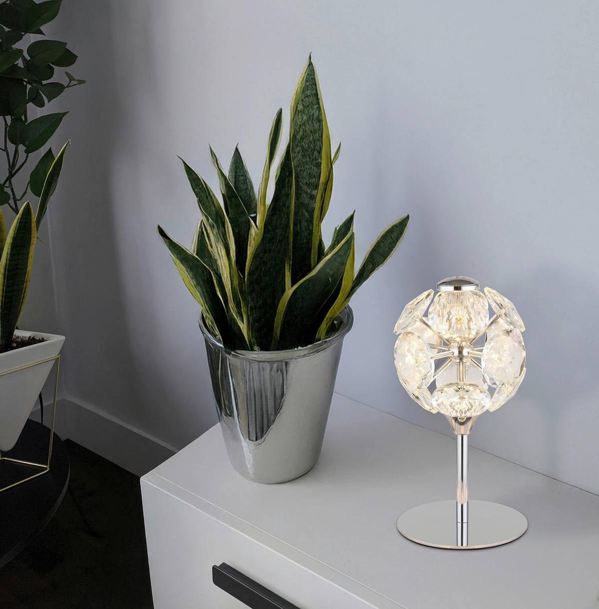 NAMIZNA LED-SVETILKA  VIRINA      15/26,5 cm       - barve kroma/prozorno, Konvencionalno, kovina/steklo (15/26,5cm) - Globo