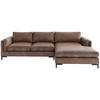 ECKSOFA Rotbraun Lederlook, Flachgewebe  - Rotbraun/Schwarz, Design, Textil/Metall (265/160cm) - Livetastic