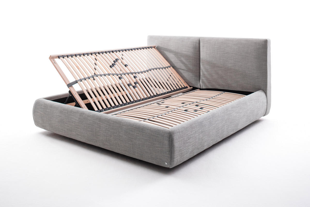 POLSTERBETT 180/200 cm,  in Hellgrau, Bettkasten, Lattenrost,  - Hellgrau/Naturfarben, MODERN, Holz/Textil (180/200cm) - Livetastic
