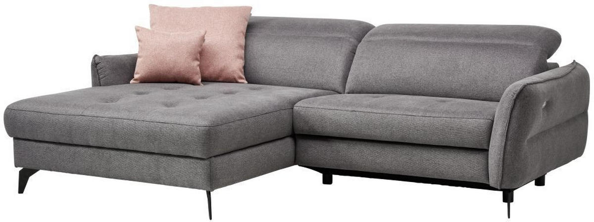 Ecksofa inkl. Funktionen MANTA Anthrazit Flachgewebe  - Anthrazit/Schwarz, Design, Textil/Metall (175/246cm) - Celina