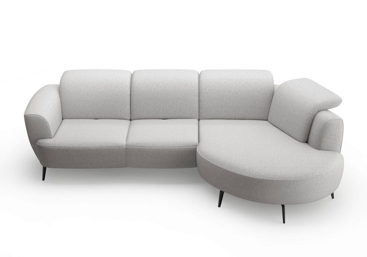 ECKSOFA ZOE E Hellgrau Flachgewebe  - Hellgrau/Schwarz, KONVENTIONELL, Textil/Metall (309/199cm) - Sit & More