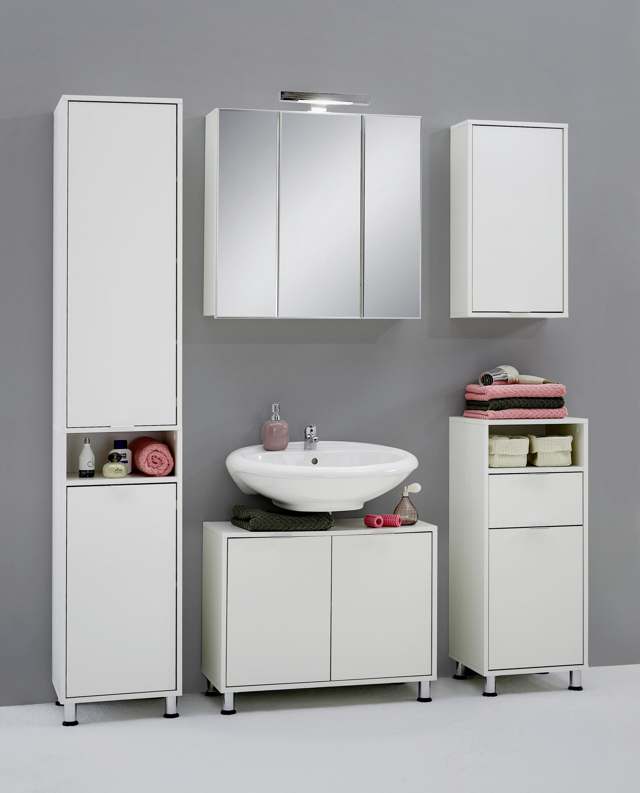 WASCHBECKENUNTERSCHRANK 70/57/33 cm  - Silberfarben/Weiß, MODERN, Holzwerkstoff/Metall (70/57/33cm) - MID.YOU