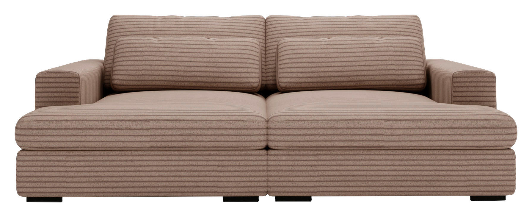 BIGSOFA Cord Hellbraun  - Hellbraun/Schwarz, Design, Textil (223/80/158cm) - home24