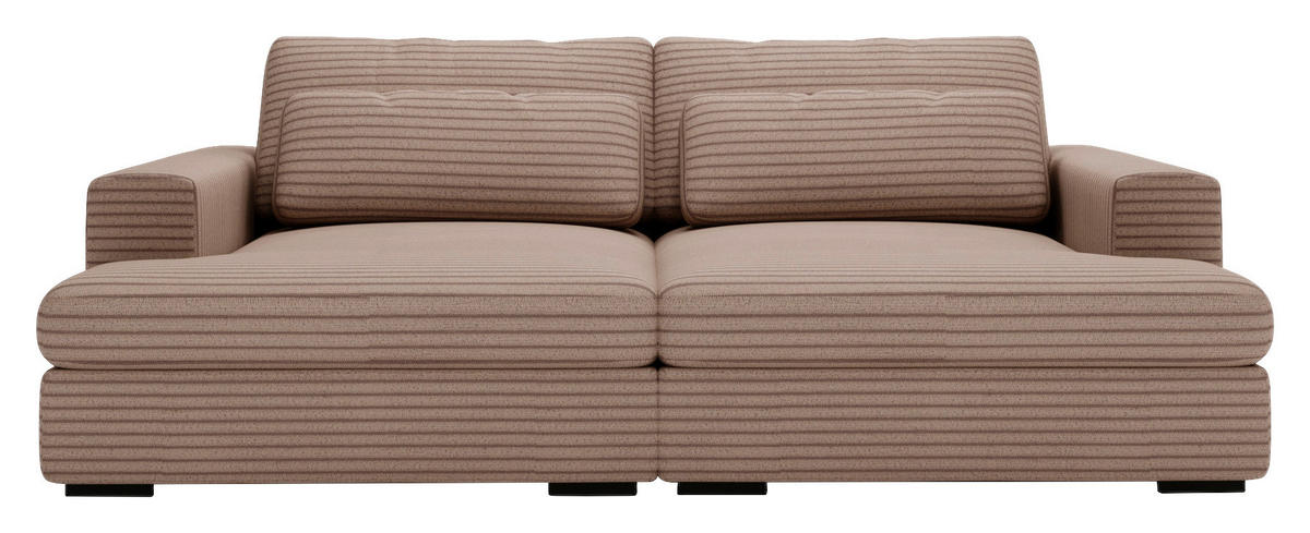 BIGSOFA Cord Hellbraun  - Hellbraun/Schwarz, Design, Textil (218/80/158cm) - home24