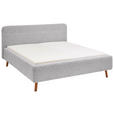 POLSTERBETT gepolstertes Kopfteil Hellgrau 140/200 cm  - Eichefarben/Hellgrau, Design, Holz/Textil (140/200cm) - Xora