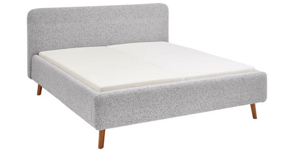 POLSTERBETT gepolstertes Kopfteil Hellgrau 140/200 cm  - Eichefarben/Hellgrau, Design, Holz/Textil (140/200cm) - Xora