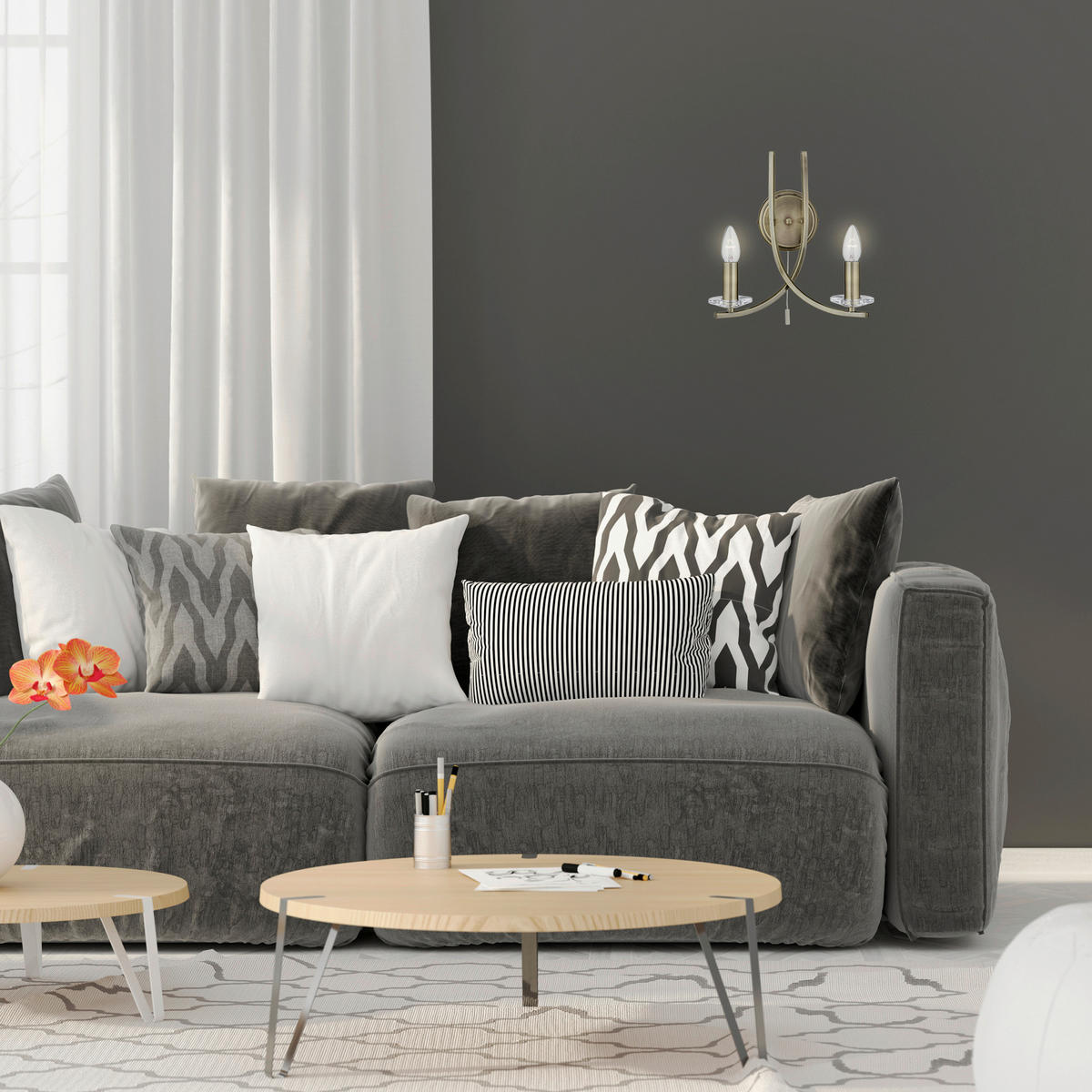 WANDLEUCHTE 30/29 cm   - Messingfarben, KONVENTIONELL, Glas/Metall (30/29cm) - Searchlight