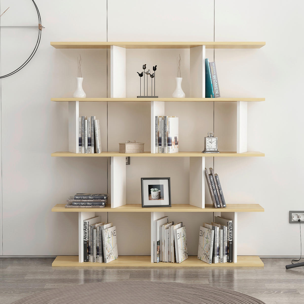 REGAL  130/137/25 cm Eichefarben, Dunkelgrau  - Eichefarben/Dunkelgrau, Design, Holzwerkstoff (130/137/25cm) - Livetastic