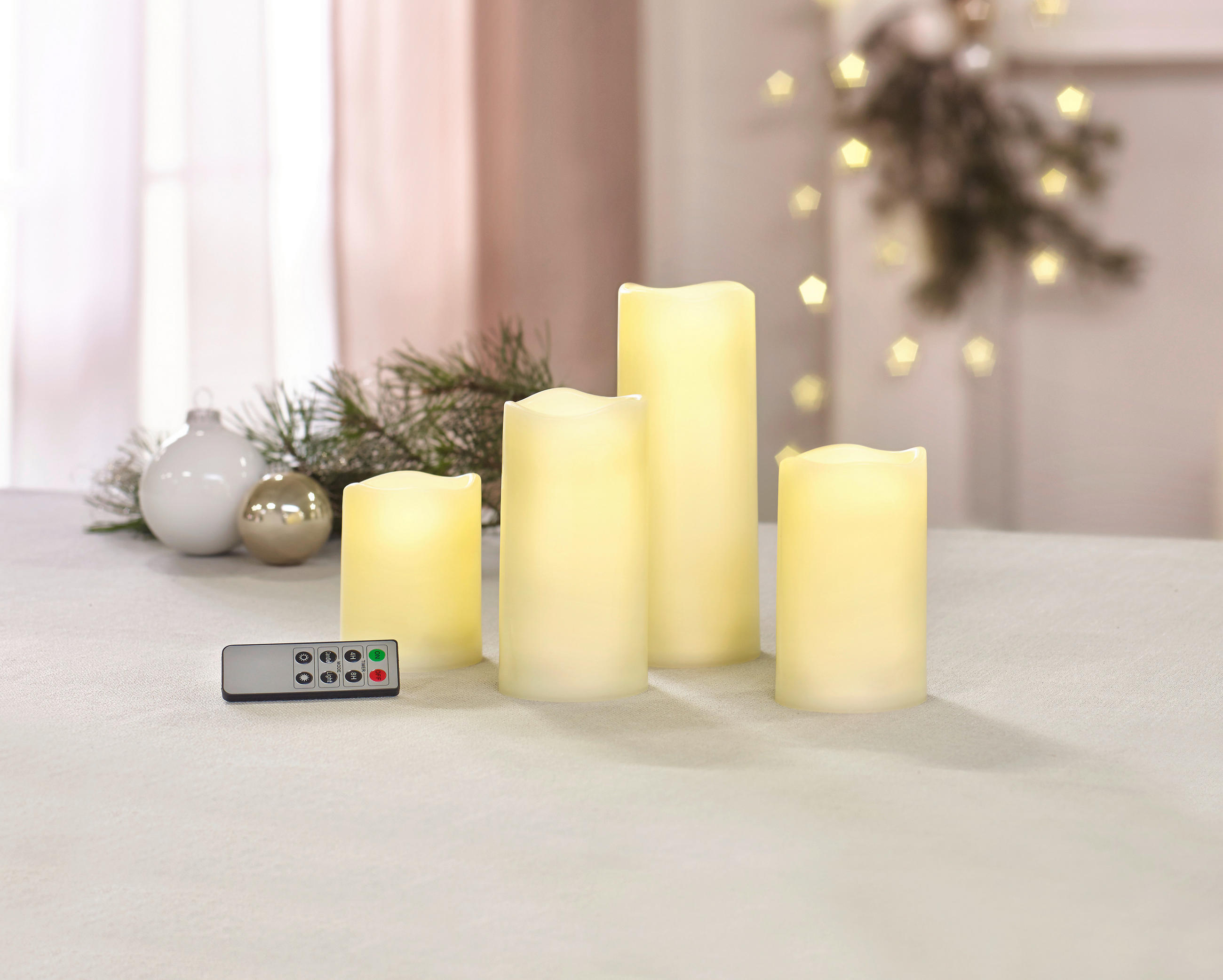 LED GYERTYA SZETT  - krémszínű, Konventionell, műanyag/fém - X-Mas