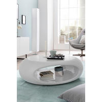 COUCHTISCH 100/70/32 cm oval Weiß Hochglanz  - Weiß Hochglanz, Design, Kunststoff (100/70/32cm) - Livetastic