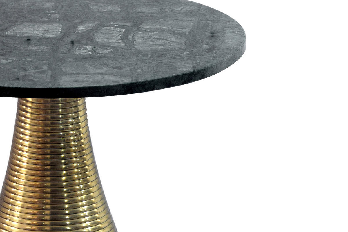KISASZTAL fém, kő 40/48/40 cm   - aranyszínű/zöld, Design, kő/fém (40/40/48cm) - Livetastic