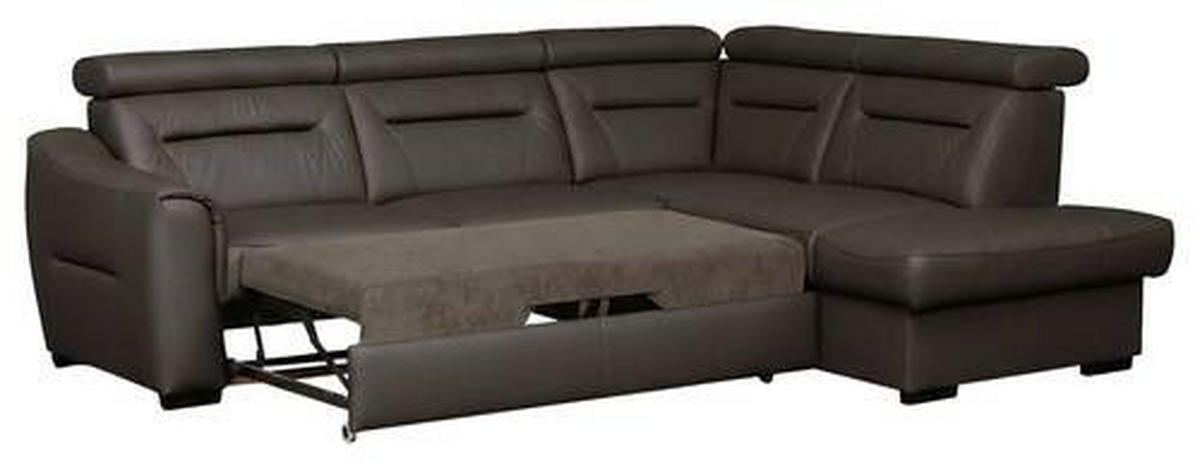 ECKSOFA  in Lederlook Echtleder Dunkelbraun  - Wengefarben/Dunkelbraun, Design, Leder/Holz (212/260cm) - Celina Home