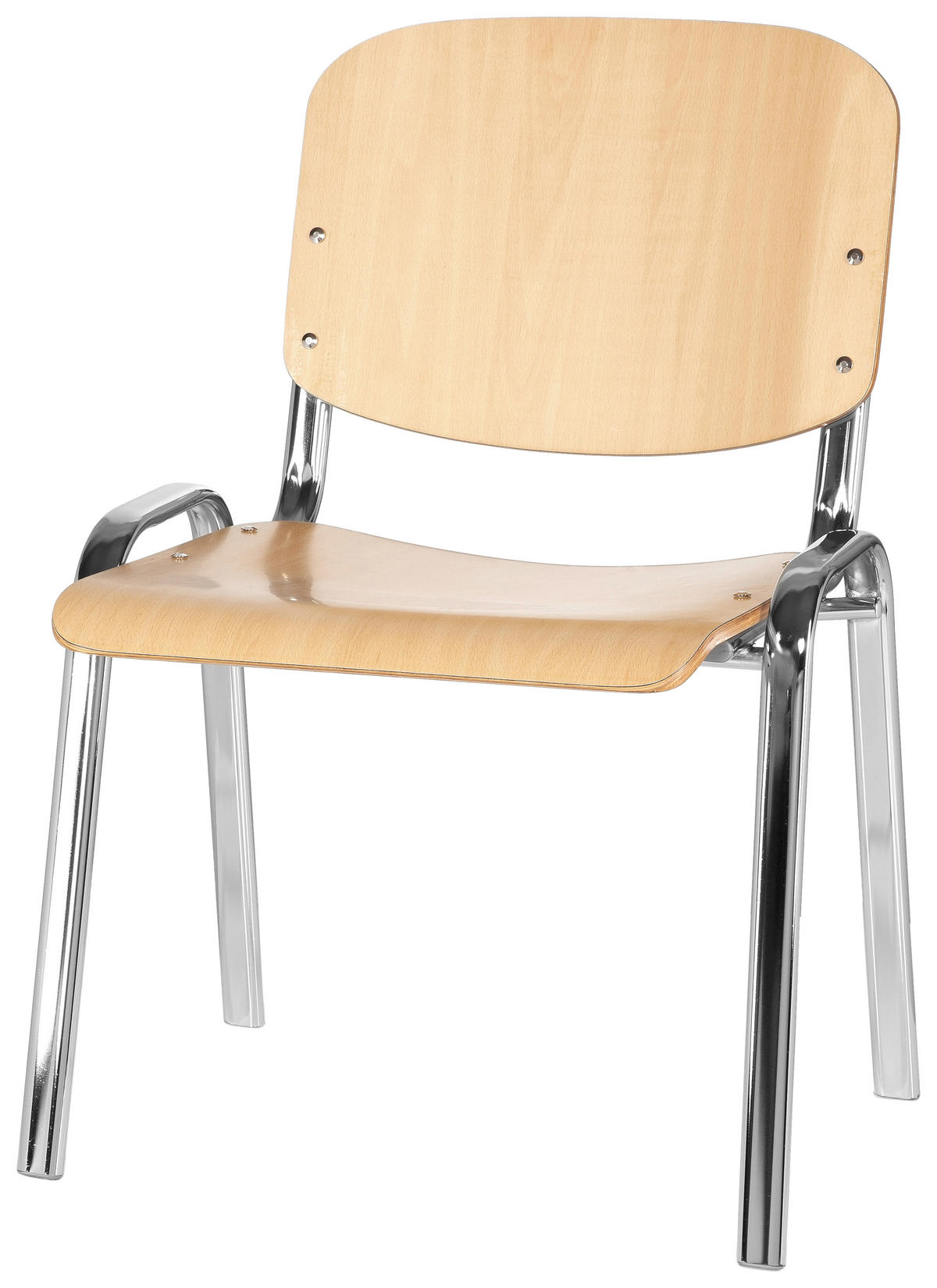 BESUCHERSTUHL Buchefarben, Chromfarben  - Chromfarben/Buchefarben, Basics, Holz/Metall (58/81/48cm) - MID.YOU