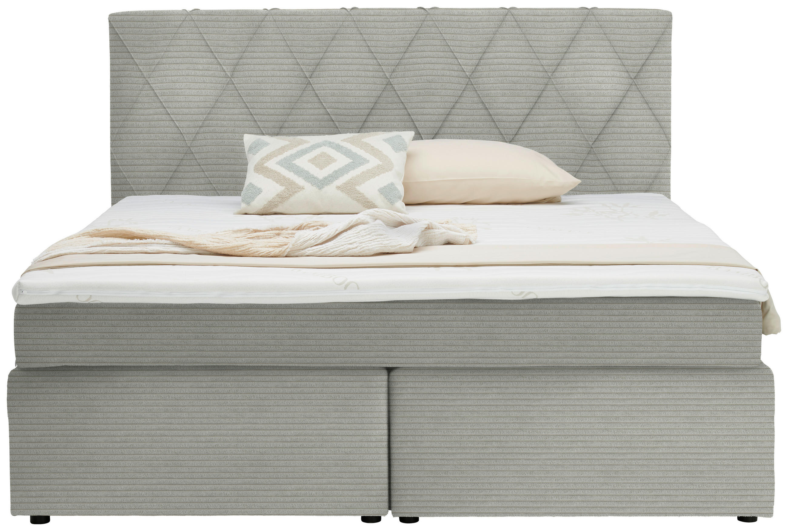 BOXSPRINGBETT 160/200 cm  in Grauweiß  - Grauweiß/Schwarz, Design, Holzwerkstoff/Kunststoff (160/200cm) - Xora
