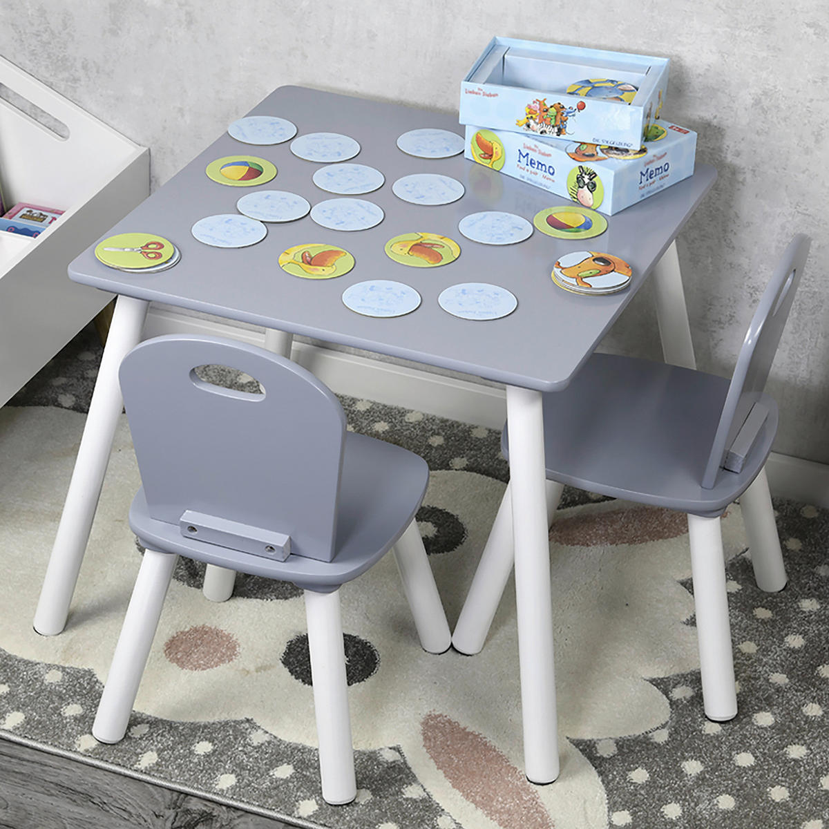 KINDERSITZGRUPPE Grau, Weiß  - Weiß/Grau, Basics, Holzwerkstoff - Kesper