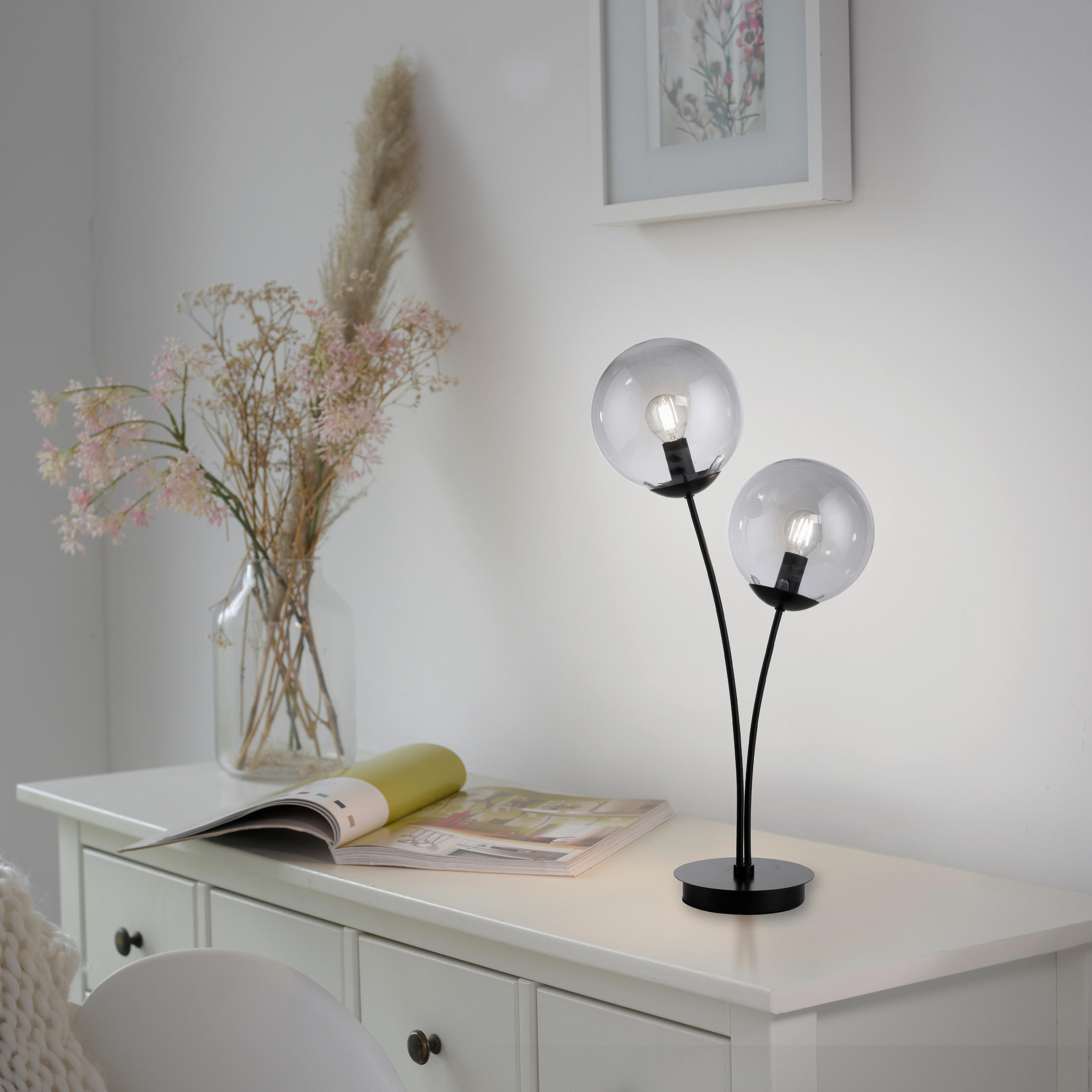 TISCHLEUCHTE 35/20/52 cm   - Schwarz, Basics, Glas/Kunststoff (35/20/52cm)