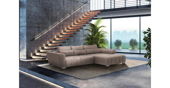 ECKSOFA in Webstoff Beige  - Beige/Silberfarben, MODERN, Kunststoff/Textil (304/218cm) - Carryhome